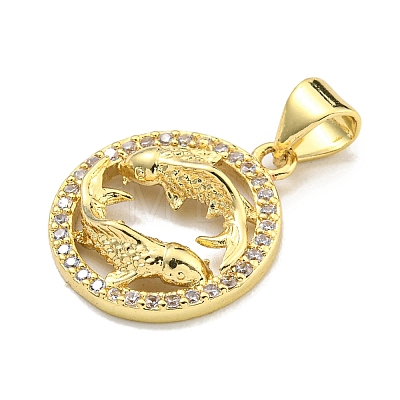 Brass Micro Pave Cubic Zirconia Pendants KK-K354-03G-02-1