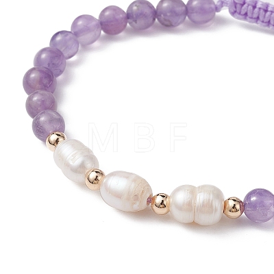 Natural Mixed Gemstone & Pearl Braided Bead Bracelets BJEW-JB09718-1