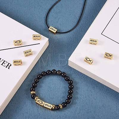 Brass Jesus Tube Beads for Easter KK-L006-041G-1