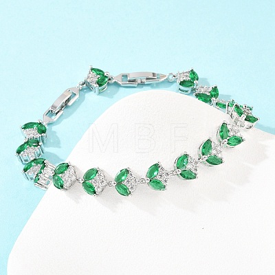 Platinum Tone Brass Micro Pave Cubic Zirconia Tennis Bracelets BJEW-B160-09P-1