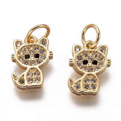 Brass Micro Pave Clear Cubic Zirconia Charms ZIRC-C020-38G-1