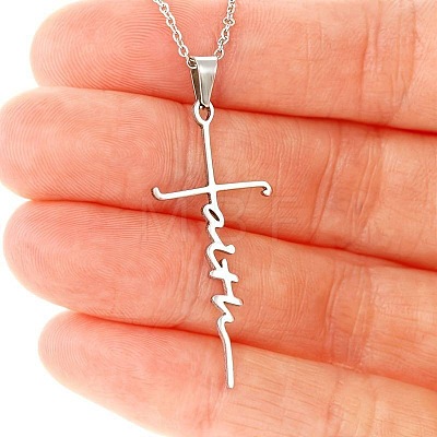 Faith Cross Alloy Pendant Necklaces for Women Men WG8C2EA-02-1