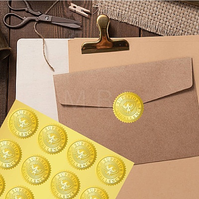 34 Sheets Self Adhesive Gold Foil Embossed Stickers DIY-WH0509-086-1