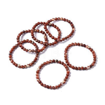 Natural Red Jasper Bead Stretch Bracelets X-BJEW-K212-A-012-1