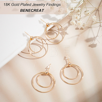 10Pcs Brass Double Ring Dangle Stud Earrings for Women KK-BC0010-49-1