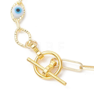 Handmade Plastic Evil Eye Link and Brass Paperclip Chain Bracelet Making AJEW-JB01565-1