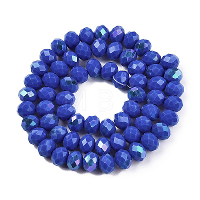 Electroplate Opaque Solid Color Glass Beads Strands EGLA-A044-P8mm-L32-1