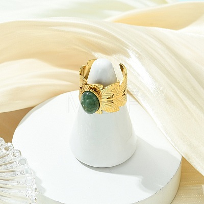 Natural Carnelian/Black Agate/Tiger Eye/Lapis Lazuli/Moss Agate Cuff Open Rings RJEW-JR01079-04-1