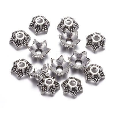 Antique Silver Tibetan Silver Fancy Bead Caps X-AA188-1