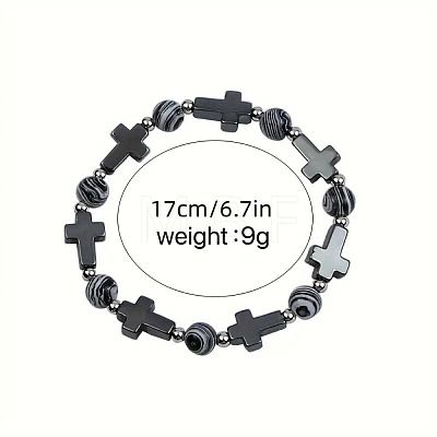 Synthetic Non-magnetic Hematite & Natural Gemstone Beads Stretch Bracelets for Women Men LS-TK7593-1