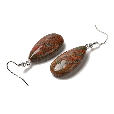 Natural Mixed Gemstone Teardrop Dangle Earrings EJEW-E296-06P-A-1