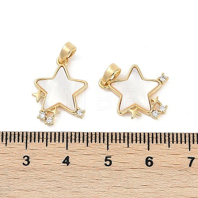 Natural White Shell Star Pendants KK-U043-22G-02-1