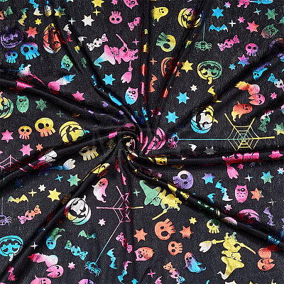 Halloween Theme Pattern Polyester Bronzing Fabric DIY-WH0033-30-1