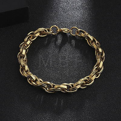 201 Stainless Steel Rope Chain Bracelets for Men BJEW-R313-06G-1