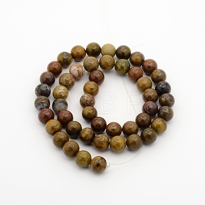 Natural Petrified Wood Round Bead Strands G-P070-64-4mm-1
