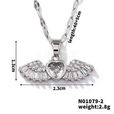 Chic Sparkling Luxe Angel Heart Zircon Pendant Necklace HV1743-2-1