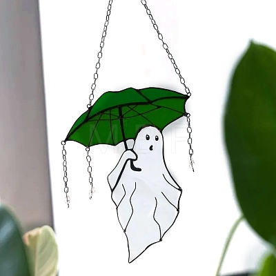 Umbrella Ghost Acrylic Hanging Suncatchers PW-WG55991-03-1