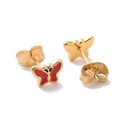 Enamel Butterfly Stud Earrings with 316L Surgical Stainless Steel Pins EJEW-P204-04G-1