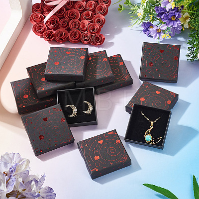 10Pcs Hot Stamping Planet Cardboard Jewelry Packaging Boxes CON-TA0001-44B-1