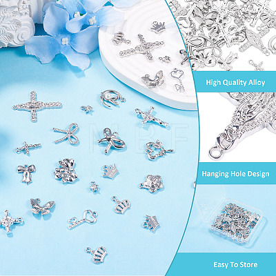 45Pcs 15 Styles Rack Plating Alloy Charms FIND-TA0008-90-1