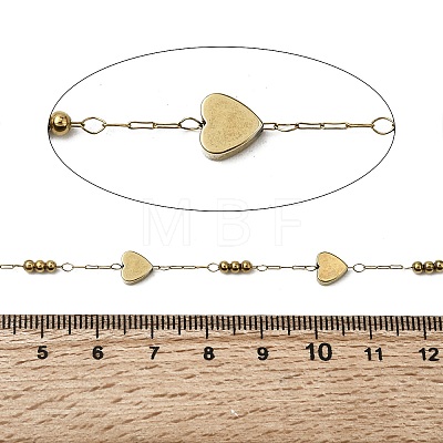 Handmade 304 Stainless Steel Non-magnetic Hematite Beaded Heart Link Chains CHS-L032-17G-02-1