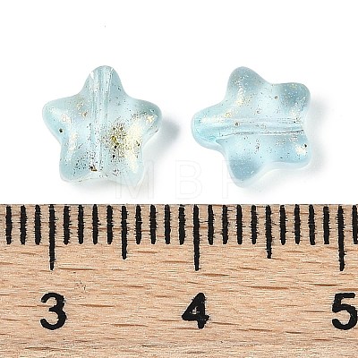 Transparent Spray Painted Frosted Glass Beads GLAA-NH0003-01G-1