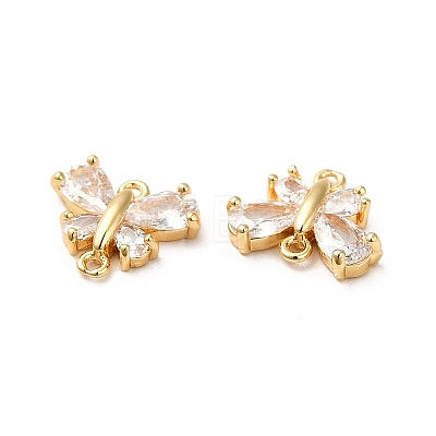 Brass Clear Cubic Zirconia Connector Charms KK-M233-53G-1