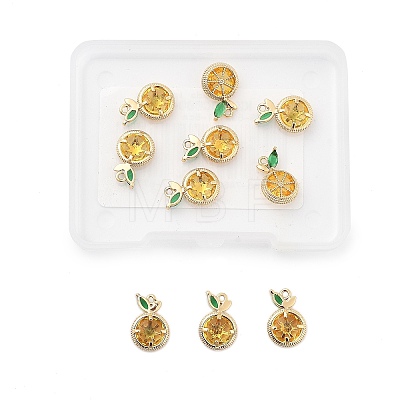10Pcs Brass Micro Pave Cubic Zirconia Pendants KK-BBC0004-76-1