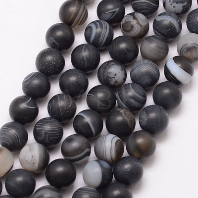 Natural Striped Agate/Banded Agate Bead Strands X-G-K166-12-8mm-03-1