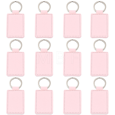 12Pcs Rectangle Imitation Leather Pendant Keychains KEYC-CL0001-52-1