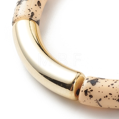 Acrylic Curved Tube Beaded Stretch Bracelet BJEW-JB08444-05-1
