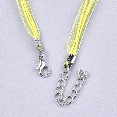 Waxed Cord and Organza Ribbon Necklace Making NCOR-T002-110-1