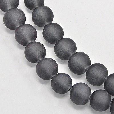 Baking Paint Frosted Glass Bead Strands GGB10MMY-DKM-1