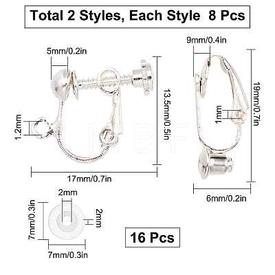 16Pcs 2 Style Clip-on Earring Findings DIY-SC0019-20-1
