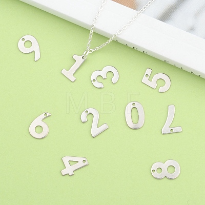 201 Stainless Steel Number Charms STAS-S035-M-1