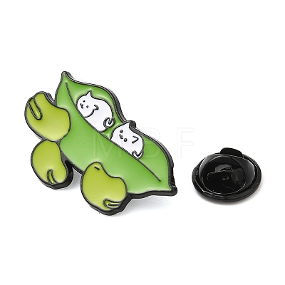 Pea Pod & Cat Enamel Pin JEWB-A014-03A-1