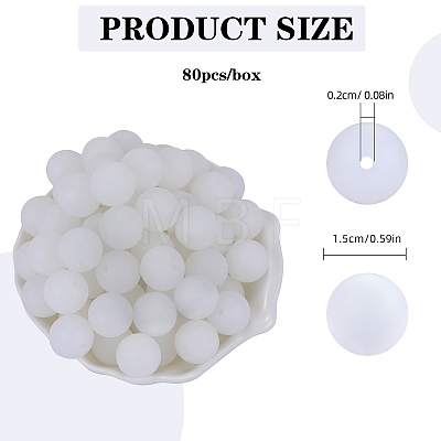 80Pcs Round Silicone Focal Beads SIL-SZ0001-24-18-1