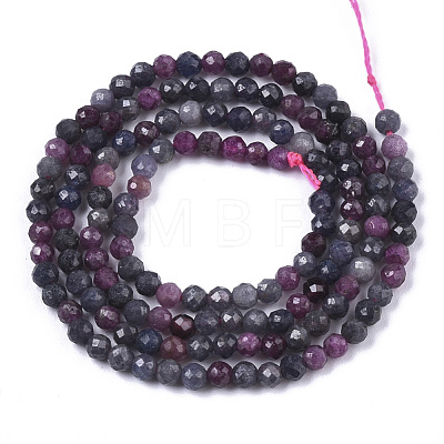 Natural Red Corundum/Ruby and Sapphire Beads Strands G-R462-035-1