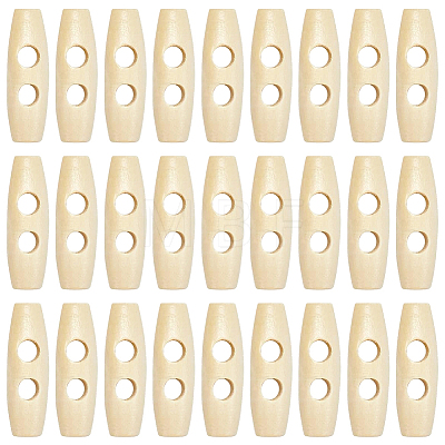 30Pcs Natural Wood Buttons FIND-GF0009-92B-1