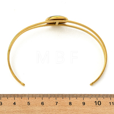 3Pcs 3 Styles Natural Abalone Shell 304 Stainless Steel Open Cuff Bangle Sets with Enamel BJEW-JB14413-01-1