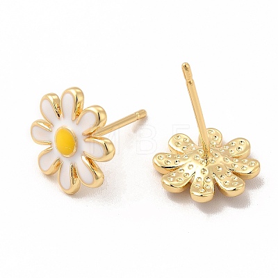 Enamel Daisy Flower Stud Earrings EJEW-G341-04G-1