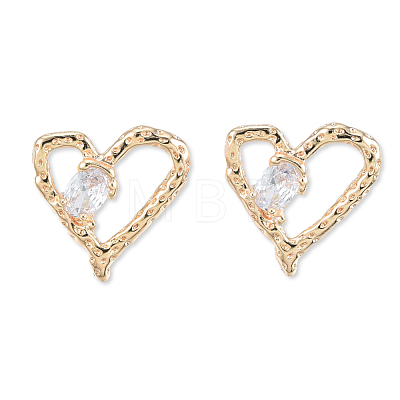 Clear Cubic Zirconia Heart Stud Earrings EJEW-N012-51LG-B-1