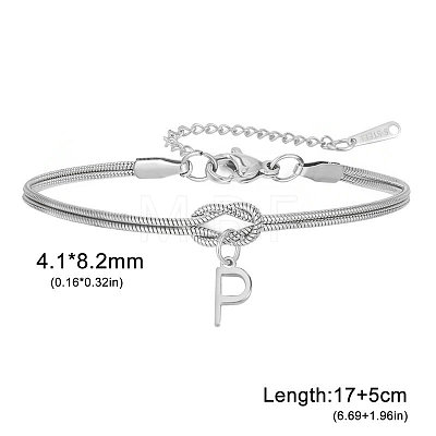 304 Stainless Steel Initial Charm Bracelets FS-WGD8E41-37-1