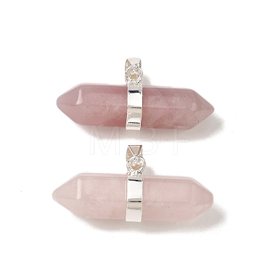 Natural Rose Quartz Double Terminal Pointed Pendants G-NH0001-15P-07-1