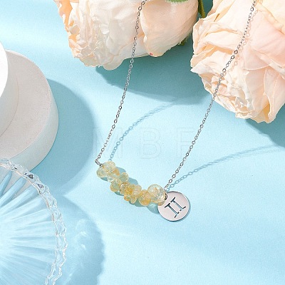 Natural Citrine Chip & Constellation Pendant Necklaces NJEW-JN05084-03-1