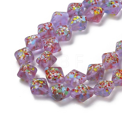 Frosted Handmade Lampwork Beads Strands LAMP-A010-01B-1