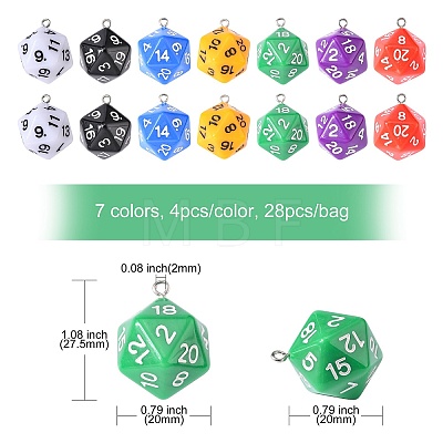 28Pcs 7 Colors Opaque Acrylic Pendants MACR-CJ0001-36-1