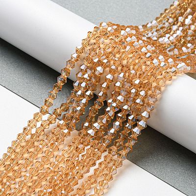 Transparent Electroplate Glass Beads Strands GLAA-F029-3mm-C18-1