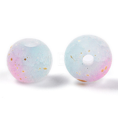 Frosted Baking Painted Crackle Glass Beads with Glitter Powder DGLA-T004-6mm-01L-1