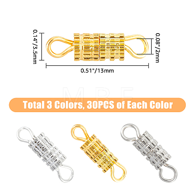 90Pcs 3 Colors Iron Screw Clasps FIND-HY0001-05-1